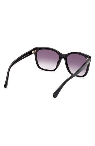 Shop Max Mara 56mm Gradient Square Sunglasses In Shiny Black / Gradient Smoke