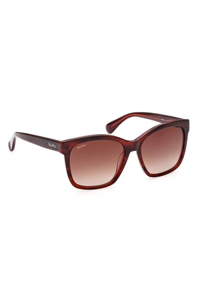 Shop Max Mara 56mm Gradient Square Sunglasses In Shiny Bilayer Red Horn Opal