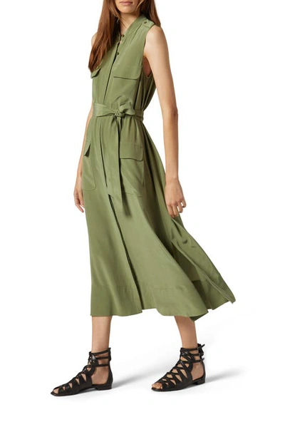Shop Equipment Illumina Sleeveless Silk Dress In Olive Green