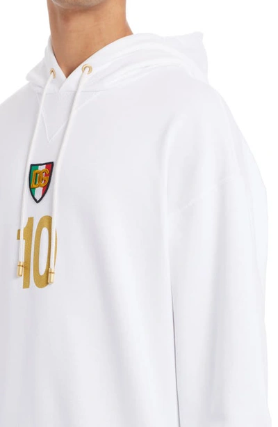 Shop Dolce & Gabbana Player Warm-up Logo Graphic Hoodie In W0800 Bianco