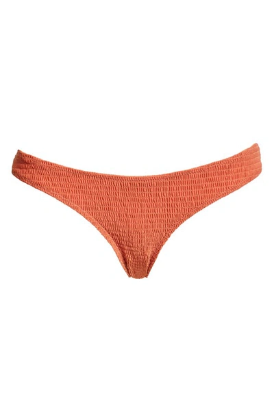 Shop Totême Smocked Mini Bikini Bottoms In Burnt Orange