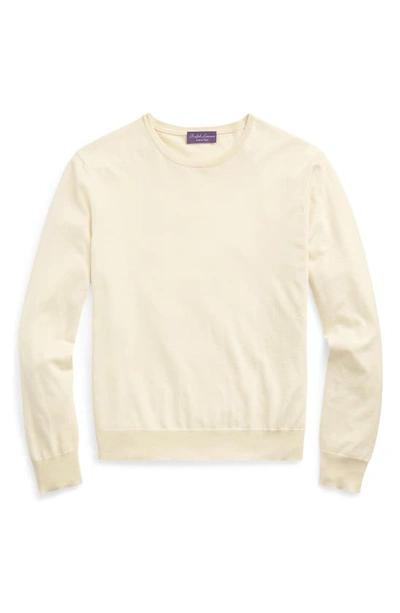 Shop Ralph Lauren Purple Label Crewneck Sweater In Winter Cream