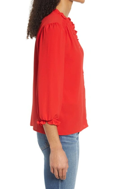 Shop Cece Ruffle V-neck Blouse In Red