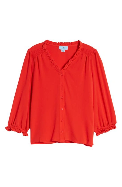 Shop Cece Ruffle V-neck Blouse In Red