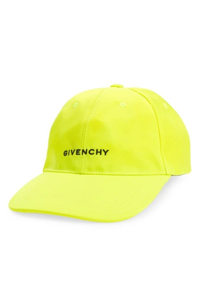 Shop Givenchy 4g Nylon Blend Baseball Cap In 734-fluo Yellow