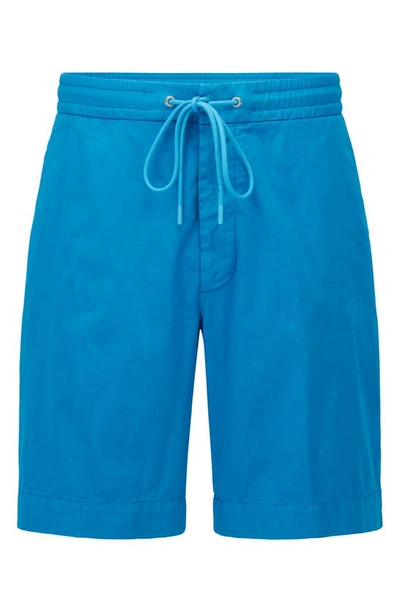 Shop Hugo Boss Banks Cotton Stretch Shorts In Open Blue