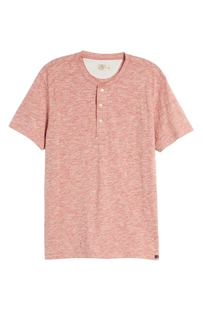 Shop Faherty Short Sleeve Heathered Cotton Blend Henley In Faded Red Heather