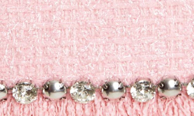 Shop Area Crystal Trim Fringe Tweed Miniskirt In Pale Pink