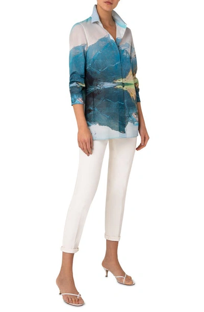 Shop Akris Seealpsee Oversize Cotton Voile Button-up Shirt In Multicolor