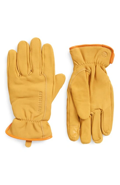 Timberland Nubuck Leather Touchscreen Gloves In Wheat | ModeSens
