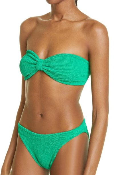 Shop Hunza G Jean Crinkle Bandeau Two-piece Swimsuit In Emerald