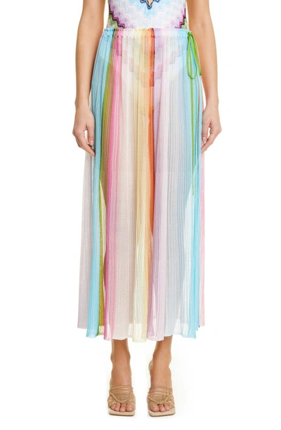 Shop Missoni Stripe Plissé Cover-up Maxi Skirt In Multicolor Hue