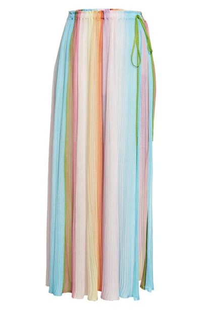 Shop Missoni Stripe Plissé Cover-up Maxi Skirt In Multicolor Hue