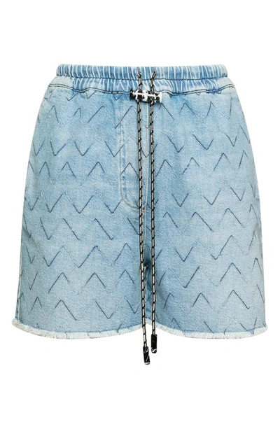 Shop Missoni Zigzag Stretch Denim Shorts In Medium Blue Denim