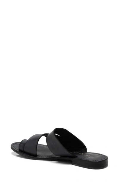 Free People Womens Toe Loop Leather Slide Sandals In Washed Black