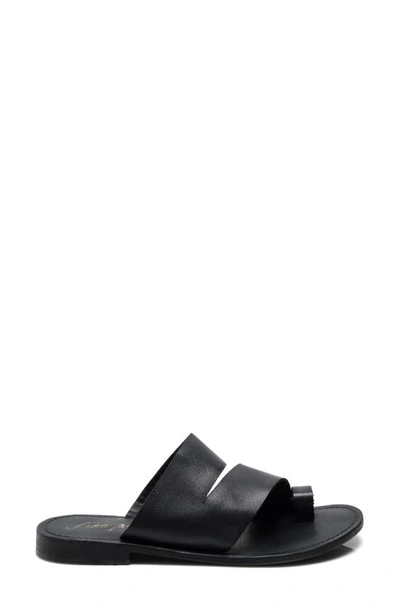 Free People Womens Toe Loop Leather Slide Sandals In Washed Black