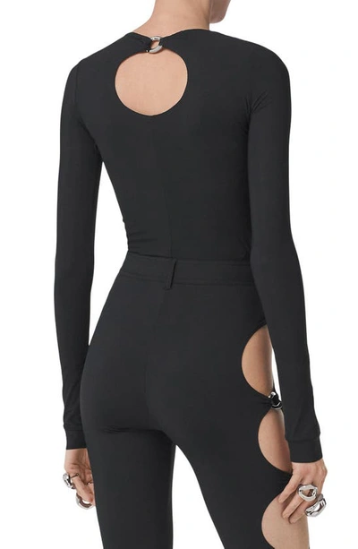 Shop Burberry Cutout Detail Stretch Jersey Bodysuit In Black