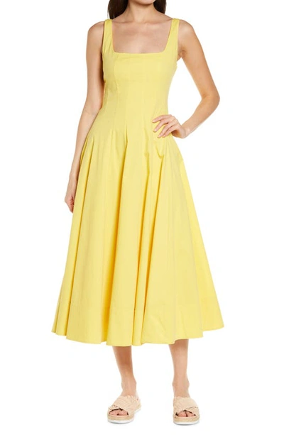 Staud Sleeveless A-line Midi Dress In Yellow | ModeSens