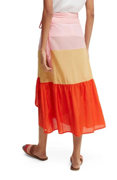 Shop Scotch & Soda Colorblock Tiered Cotton Wrap Skirt In 0604-combo Y