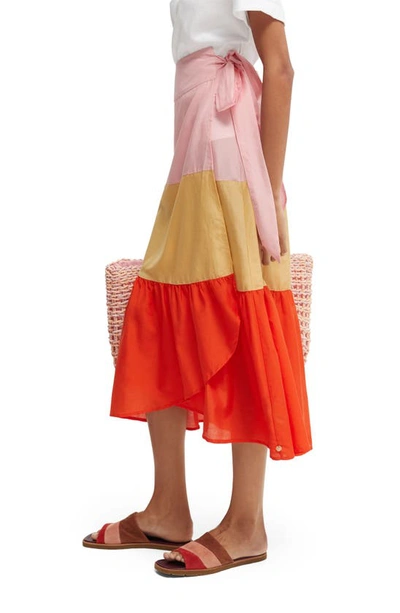 Shop Scotch & Soda Colorblock Tiered Cotton Wrap Skirt In 0604-combo Y