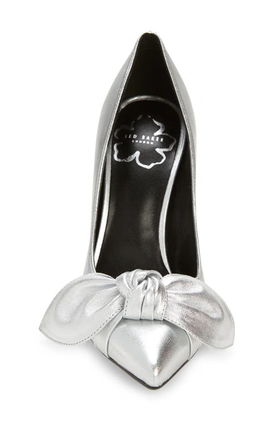 Shop Ted Baker Silveyy Bow Pointed Toe Leather Pump In Silver