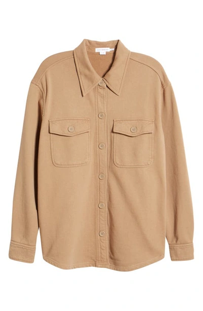 Shop Good American Fleece Shirt Jacket In Putty01