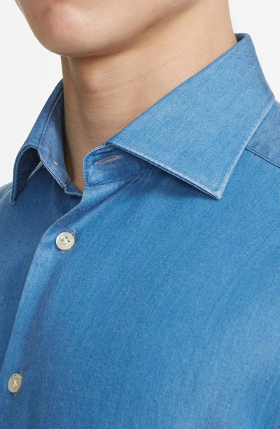 Shop Jack Victor Chambray Button-up Shirt In Soft Chambray