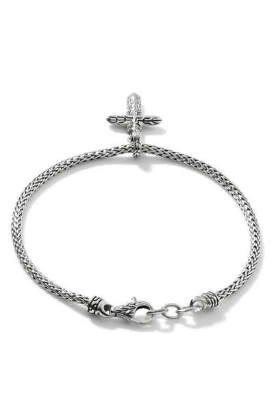 John Hardy Classic Chain Silver Cross Charm On 2.5mm Mini Chain Bracelet In Silver