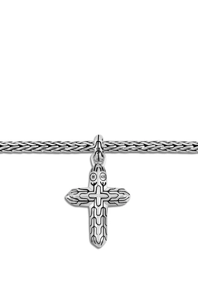 John Hardy Classic Chain Silver Cross Charm On 2.5mm Mini Chain Bracelet In Silver