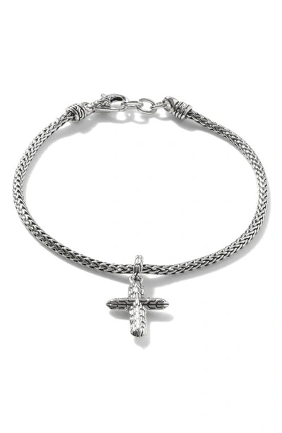 John Hardy Classic Chain Silver Cross Charm On 2.5mm Mini Chain Bracelet In Silver