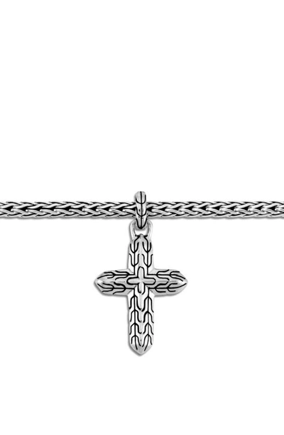 John Hardy Classic Chain Silver Cross Charm On 2.5mm Mini Chain Bracelet In Silver