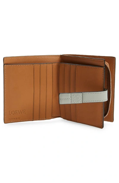 Shop Loewe Anagram Tab Leather Wallet In Marble Green/ Ash Grey