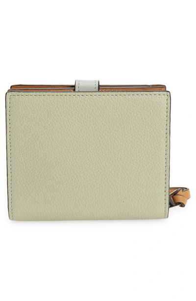 Shop Loewe Anagram Tab Leather Wallet In Marble Green/ Ash Grey