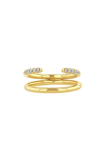 Shop Zoë Chicco Two-band Diamond Ring In 14k Yg