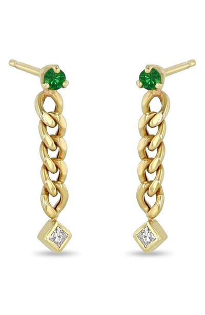 Zoë Chicco Women's 14k Yellow Gold, Diamond & Emerald Curb Chain Drop Earrings In 14k Yg