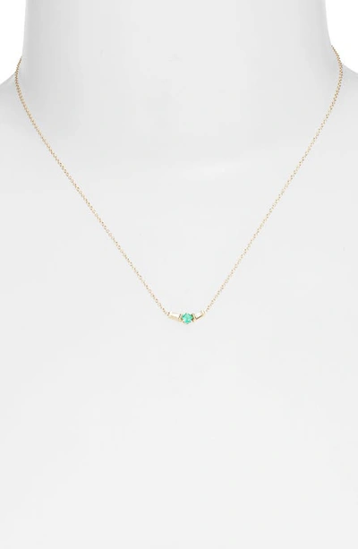 Shop Zoë Chicco Diamond & Emerald Frontal Necklace In 14k Yg