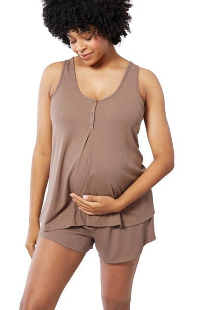 Ingrid And Isabel Let Me Sleep Modal Blend Maternity Camisole In Deep Taupe