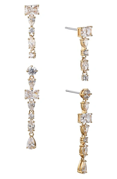 NADRI NADRI SET OF 2 RSVP CUBIC ZIRCONIA LINEAR DROP EARRINGS 