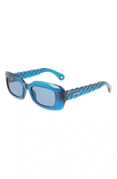 Shop Lanvin Babe 50mm Rectangular Sunglasses In Blue