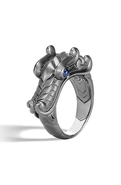 Shop John Hardy Legends Naga Ring In Silver/ Black Rhodium