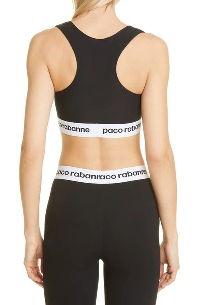 Shop Paco Rabanne Logo Bodyline Sports Bra In P001 Black