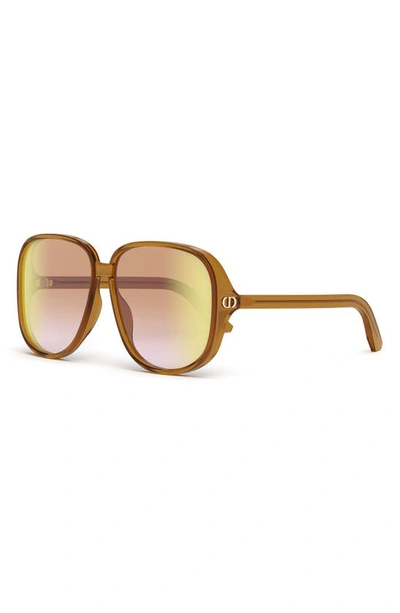 Shop Dior Ddoll S1u 63mm Round Sunglasses In Shiny Light Brown / Roviex