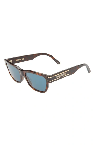 Shop Dior Signature 54mm Rectangle Sunglasses In Dark Havana / Blue