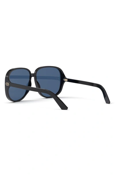 Shop Dior Ddoll S1u 63mm Round Sunglasses In Shiny Black / Blue