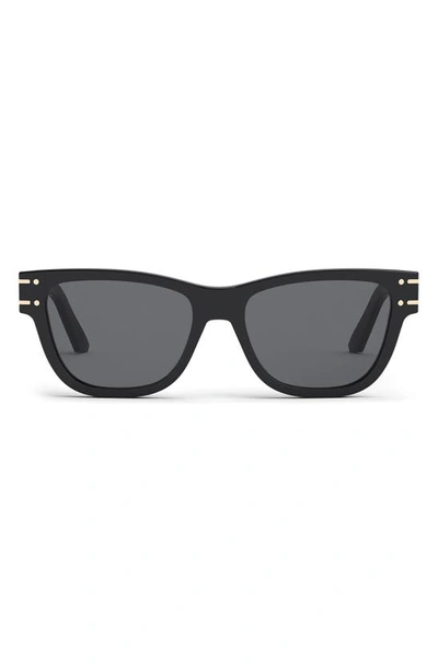 Shop Dior Signature 54mm Rectangle Sunglasses In Shiny Black / Smoke
