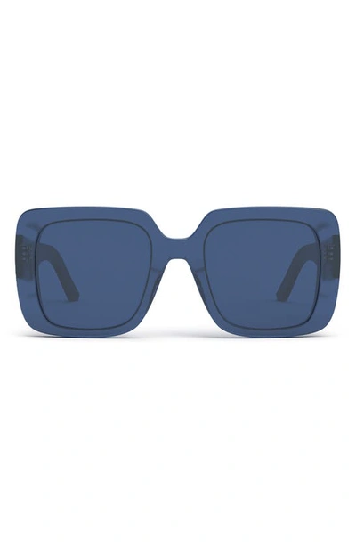 Shop Dior Wil S3u 55mm Square Sunglasses In Shiny Blue / Blue