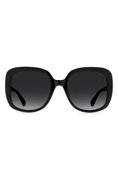 Shop Kate Spade Wenonags 56mm Square Sunglasses In Black / Grey Shaded