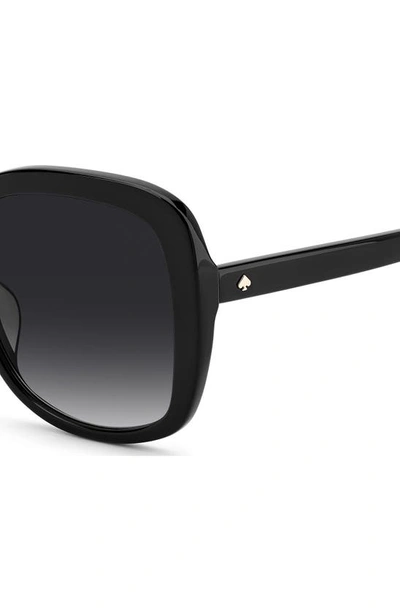 Shop Kate Spade Wenonags 56mm Square Sunglasses In Black / Grey Shaded