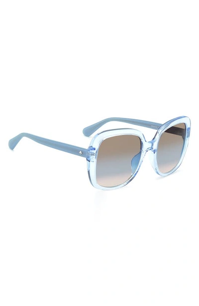 Shop Kate Spade Wenonags 56mm Square Sunglasses In Blue / Brown Blue