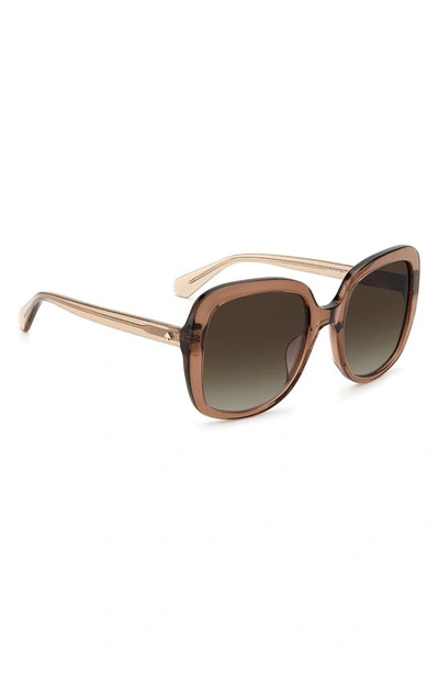 Shop Kate Spade Wenonags 56mm Square Sunglasses In Brown / Brown Gradient